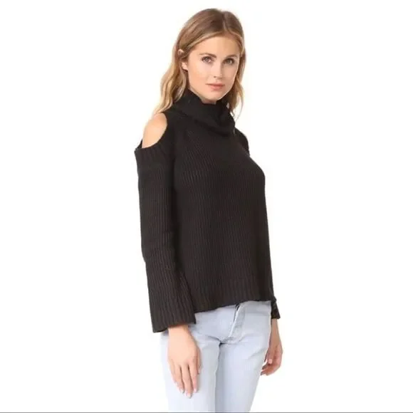 NWT J.O.A. Cold Shoulder Black Sweater Size Smallest - Picture 3 of 6